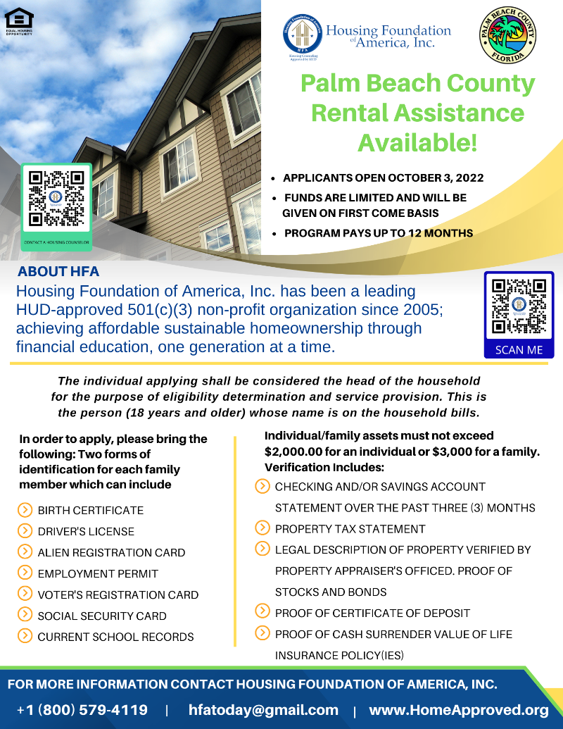 Palm Beach County Rental Assistance Housing Foundation of America
